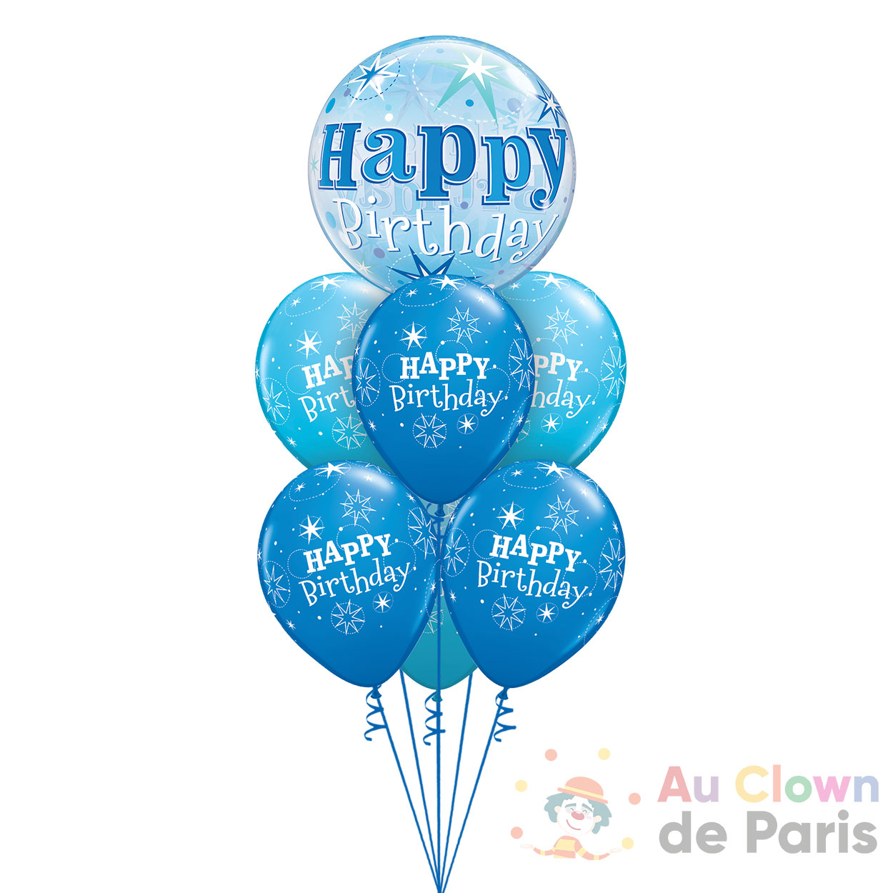 Ballons hélium anniversaire 60ans bleu - Au Clown de Paris