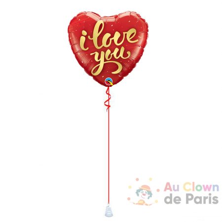 Ballon coeur rouge I Love You