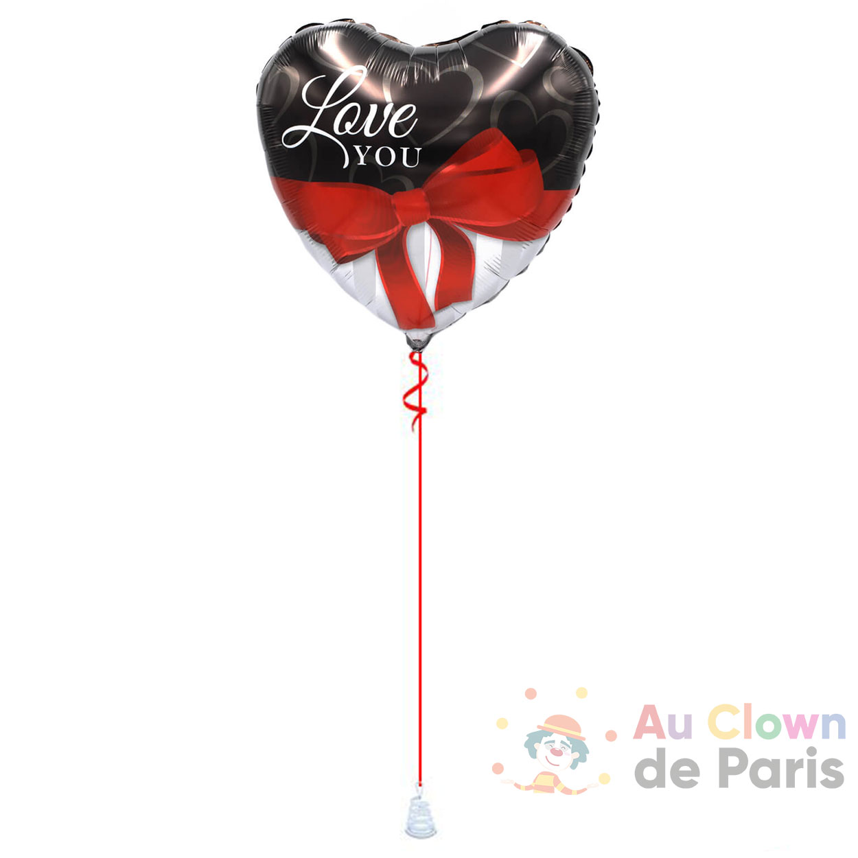 Ballon cœur ruban Love You - Au Clown de Paris