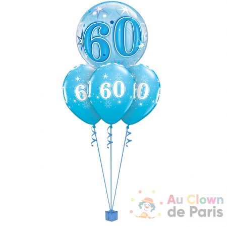 Ballon hélium anniversaire 60ans bleu