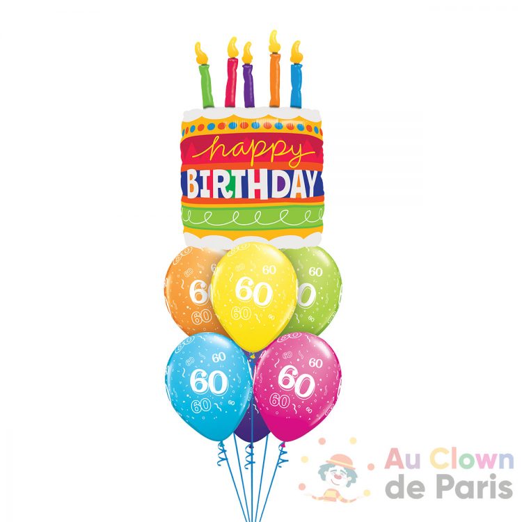 Bouquet de ballons Gâteau d'anniversaire 60ans