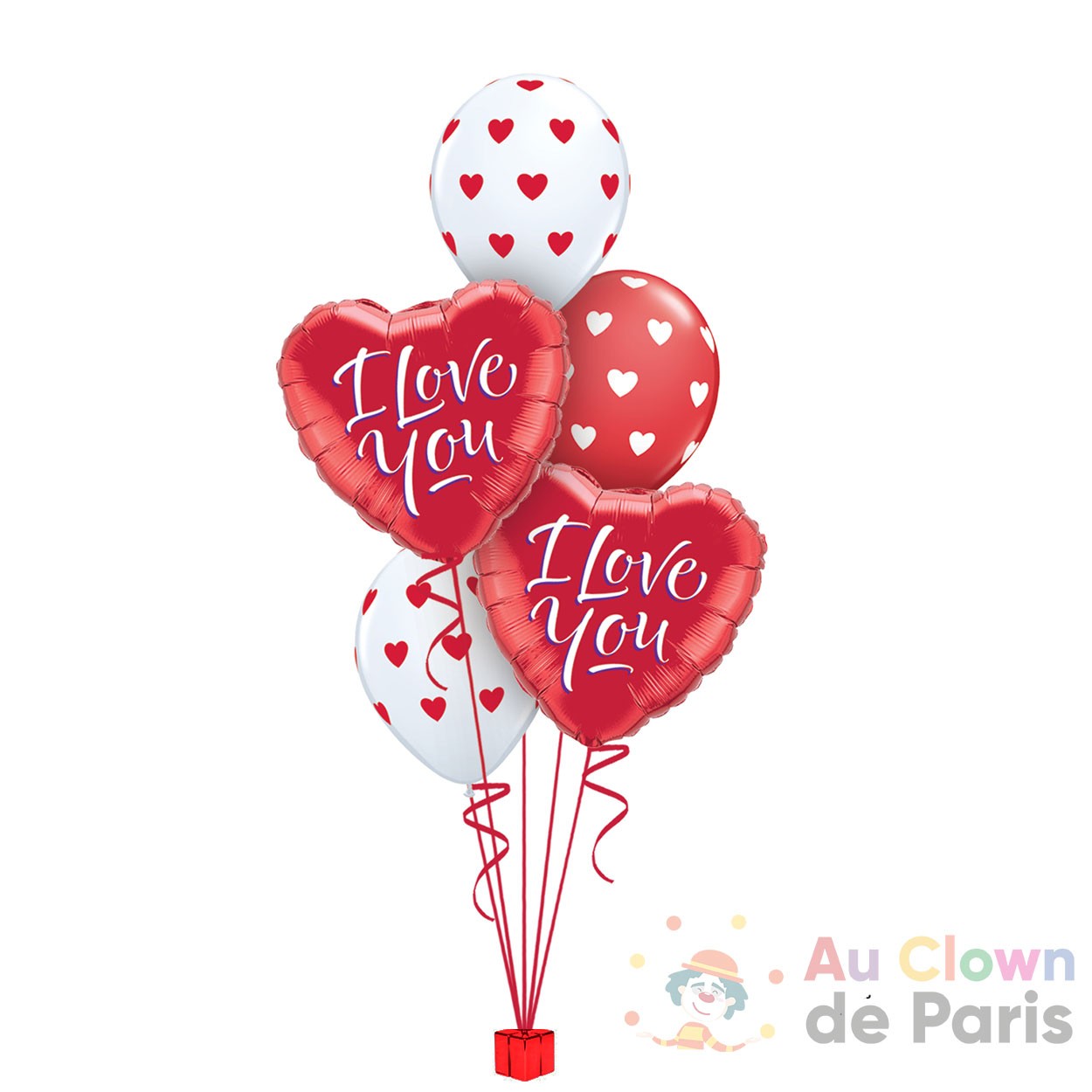Bouquet de ballons cœurs I Love You - Au Clown de Paris