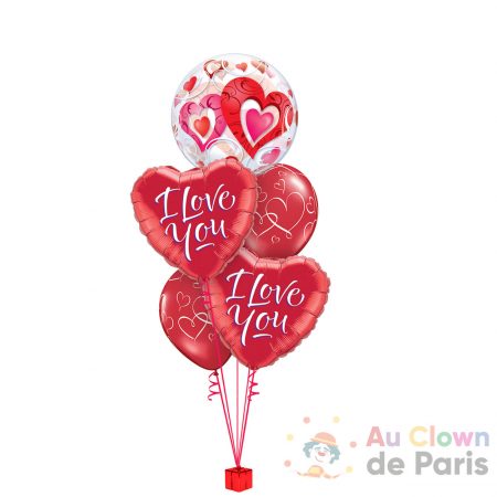 Bouquet de ballons I love You Rouge