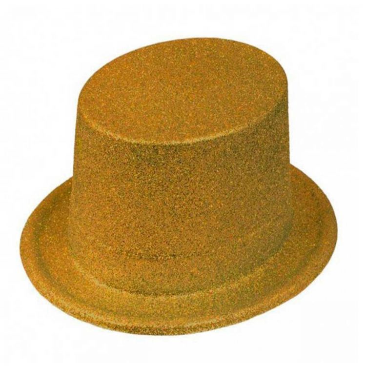 chapeau haute forme doré