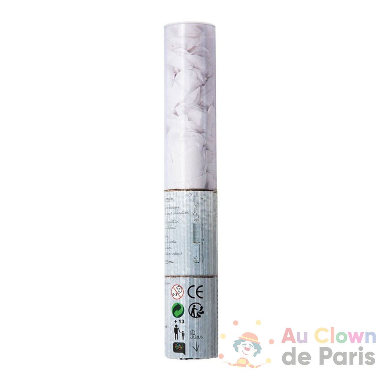 Canon confettis rectangle argent métallisés - Au Clown de Paris
