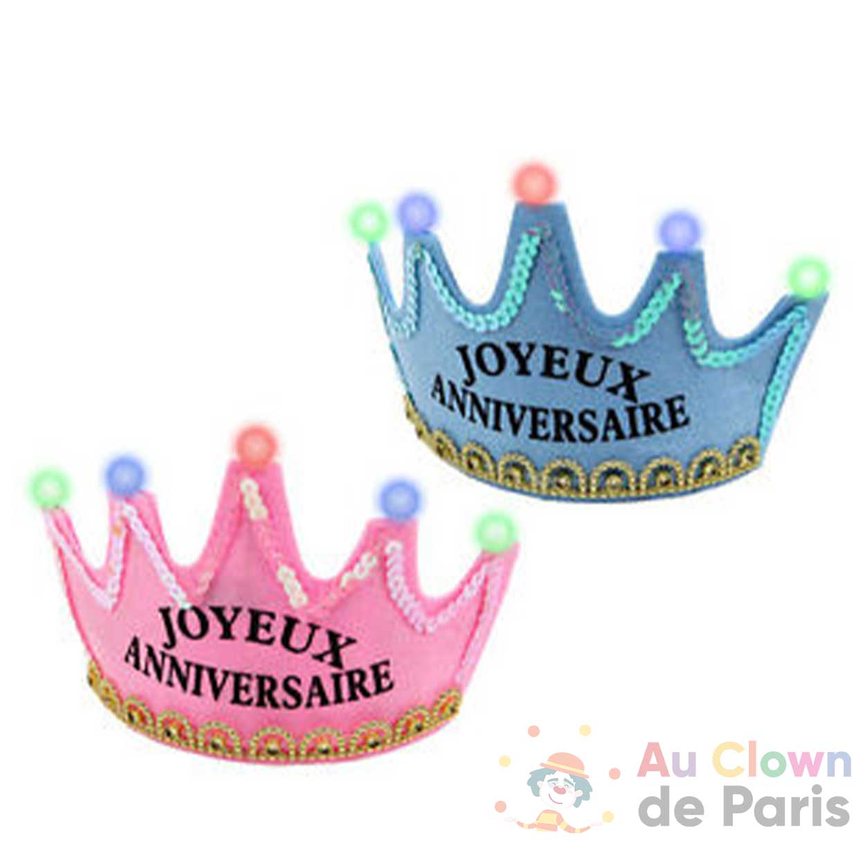 Couronne lumineuse joyeux anniversaire - Au Clown de Paris