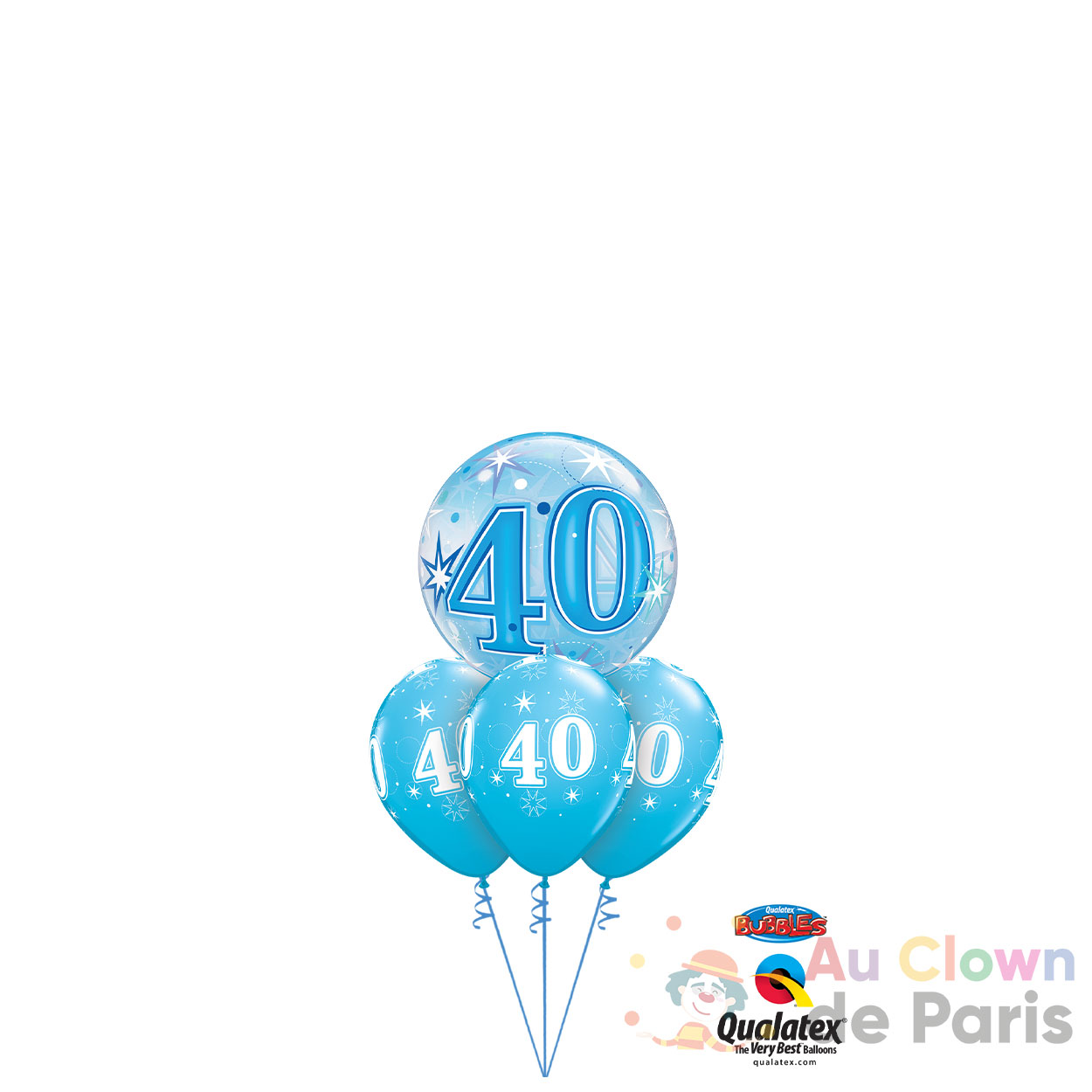 Ballons hélium anniversaire 40ans bleu - Au Clown de Paris