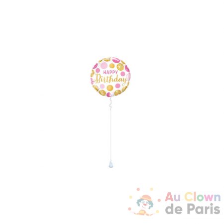 ballon happy birthday pink gold dots