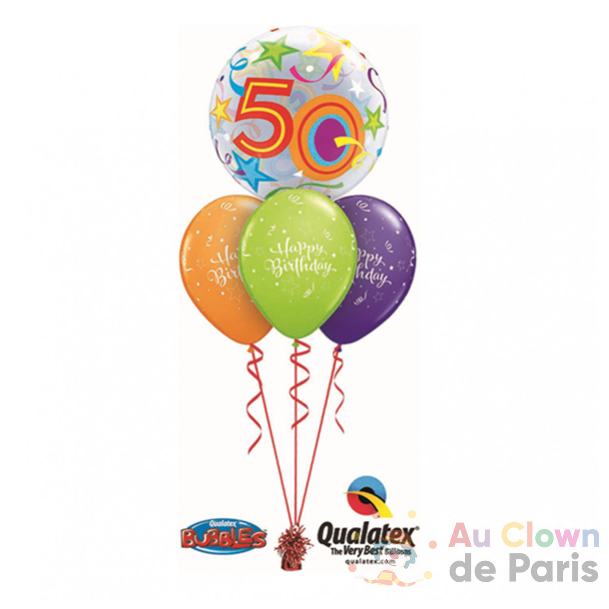 Bouquet ballon anniversaire dots gold chrome - Au Clown de Paris