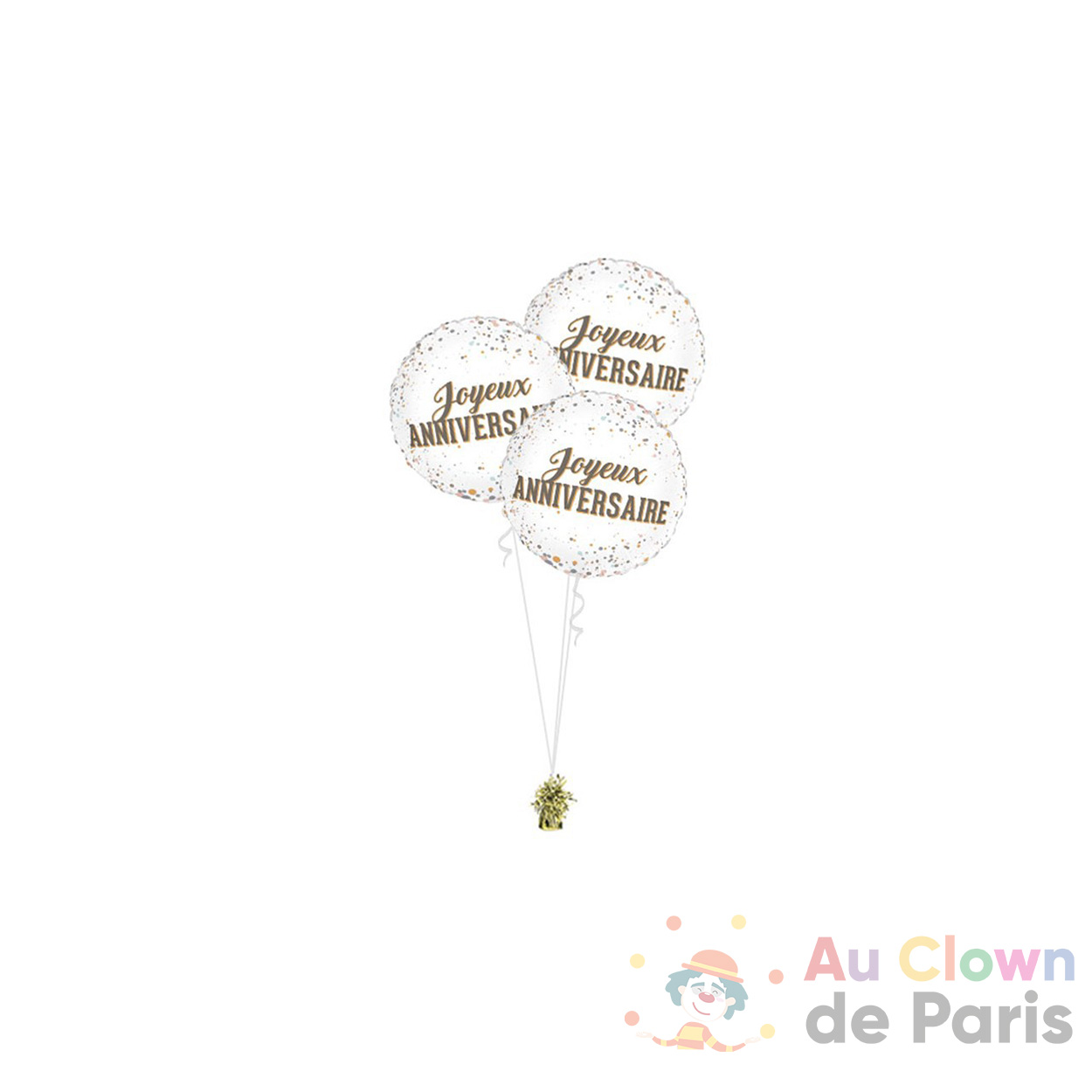 Bouquets de ballons Or anniversaire - Au Clown de Paris