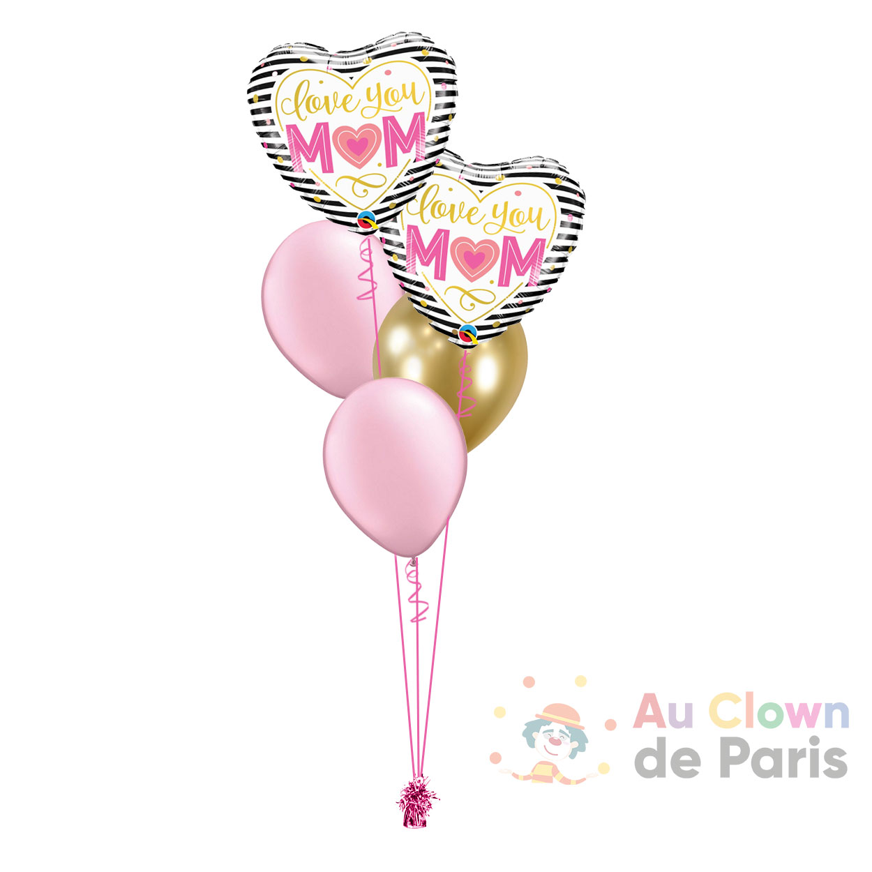 Bouquet de Ballon Coeur Rose - Livraison de ballons gonflé à l'hélium